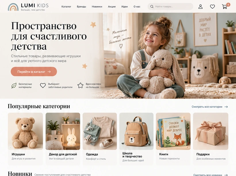 Интернет-магазин товаров для детей Lumi Kids — desktop версия