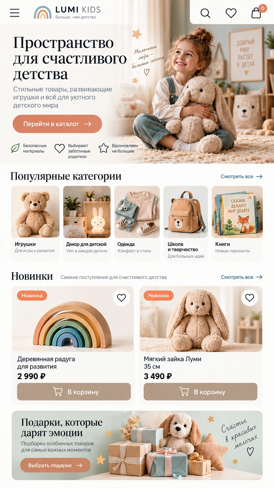 Мобильная версия интернет-магазина Lumi Kids