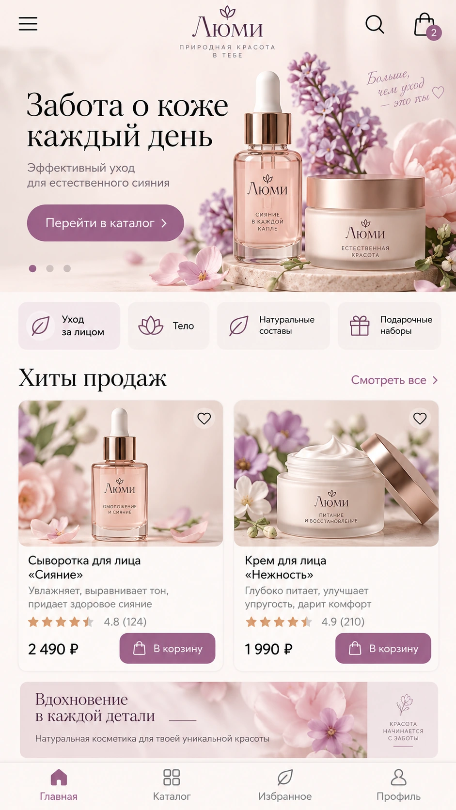 Мобильный концепт интернет-магазина Lyumi